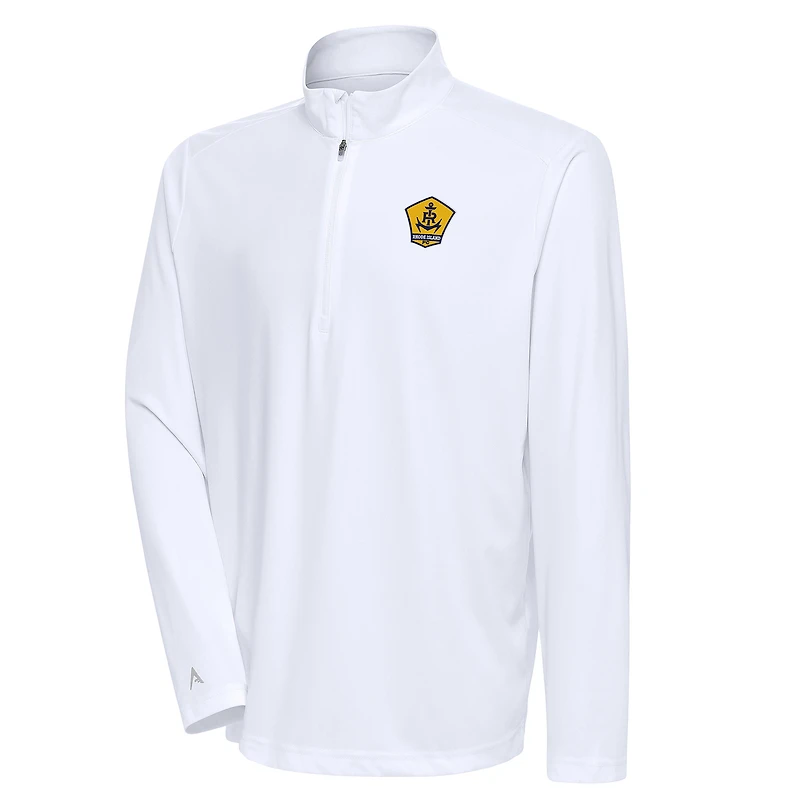 Men's Antigua White Rhode Island FC Tribute Quarter-Zip Top