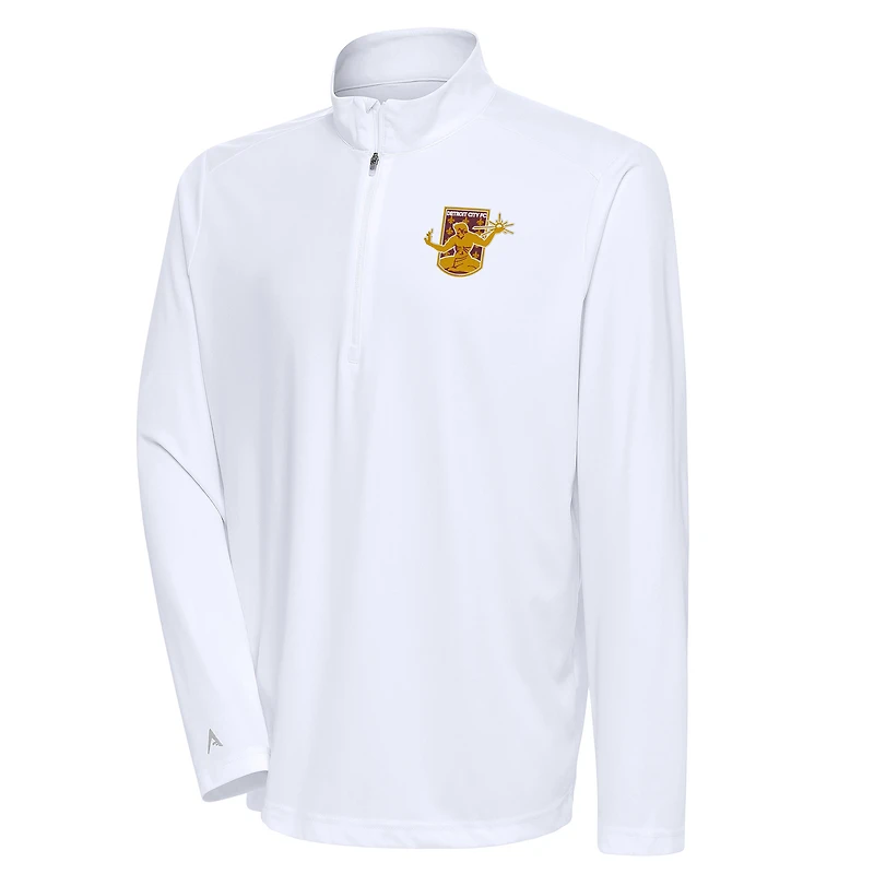 Men's Antigua White Detroit City FC Tribute Quarter-Zip Top