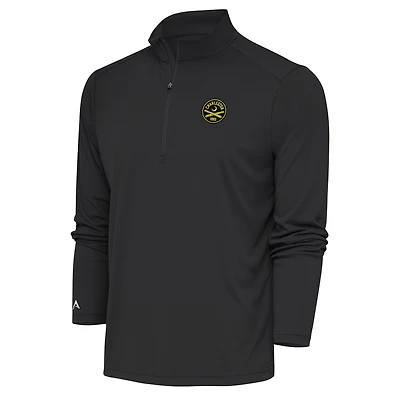 Men's Antigua Black Charleston Battery Tribute Quarter-Zip Top
