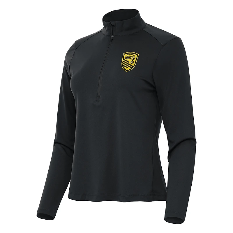 Women's Antigua  Black New Mexico United Tribute Half-Zip Pullover