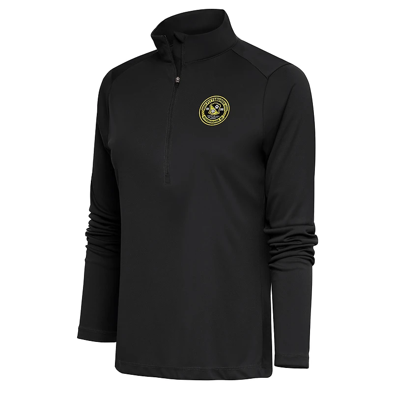 Women's Antigua Black Pittsburgh Riverhounds SC Tribute Half-Zip Pullover
