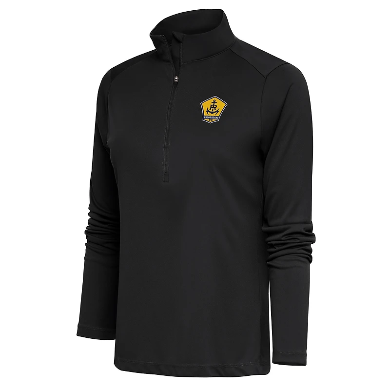 Women's Antigua Black Rhode Island FC Tribute Half-Zip Pullover