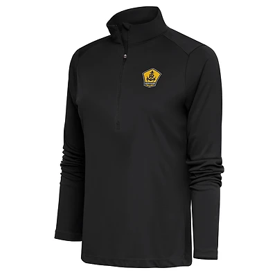 Women's Antigua Black Rhode Island FC Tribute Half-Zip Pullover