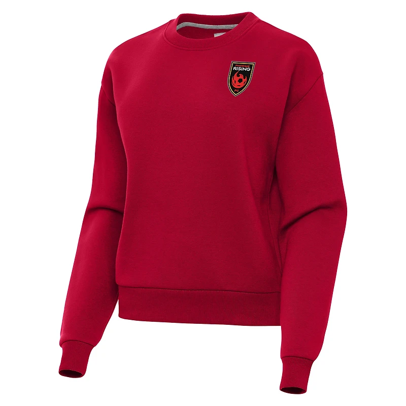 Women's Antigua Red Phoenix Rising FC Victory Fleece Pullover Sweatshirt
