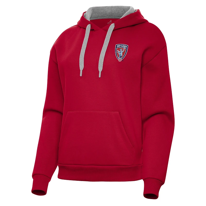 Women's Antigua Red Indy Eleven Victory Pullover Hoodie