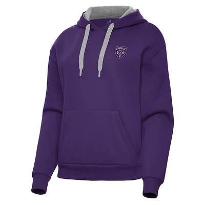 Women's Antigua  Purple Louisville City FC Victory Pullover Hoodie