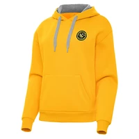 Women's Antigua  Gold Pittsburgh Riverhounds SC Victory Pullover Hoodie