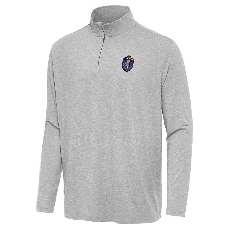 Men's Antigua Heather Gray Memphis 901 FC Hunk Quarter-Zip Top