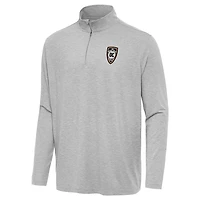 Men's Antigua Heather Gray Orange County SC Hunk Quarter-Zip Top