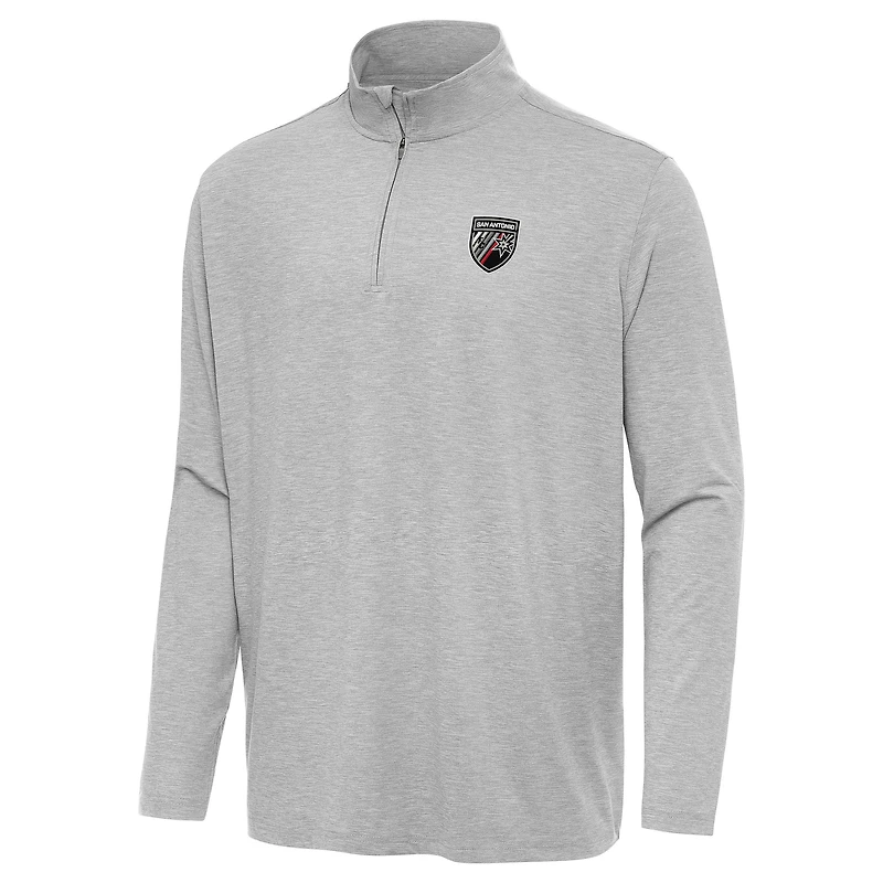 Men's Antigua Heather Gray San Antonio FC Hunk Quarter-Zip Top
