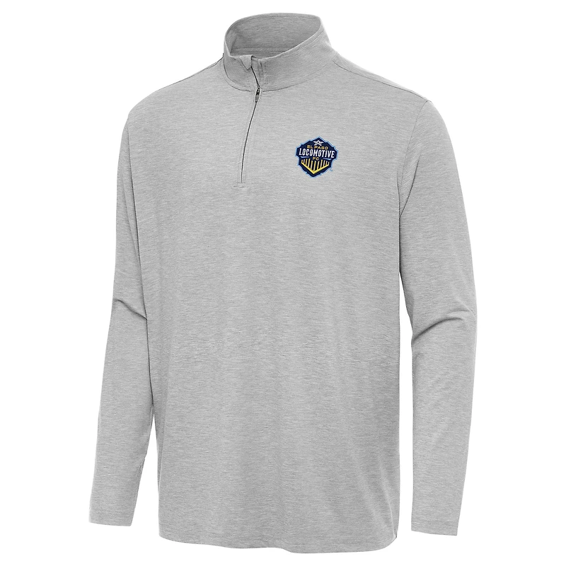 Men's Antigua Heather Gray El Paso Locomotive FC Hunk Quarter-Zip Top
