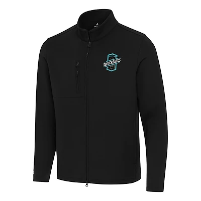Men's Antigua Black Colorado Springs Switchbacks FC Antigua Objection Double-Peached Full-Zip Jacket