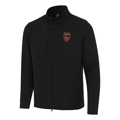Men's Antigua Black Phoenix Rising FC Objection Double-Brushed Full-Zip Jacket
