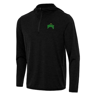 Men's Antigua Heather Black Tampa Bay Rowdies Tidy Quarter-Zip Hoodie