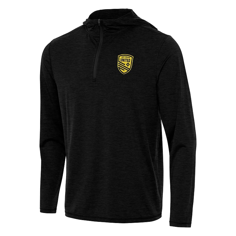 Men's Antigua Heather Black New Mexico United Tidy Quarter-Zip Hoodie