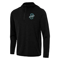 Men's Antigua Heather Black Colorado Springs Switchbacks FC Tidy Quarter-Zip Hoodie