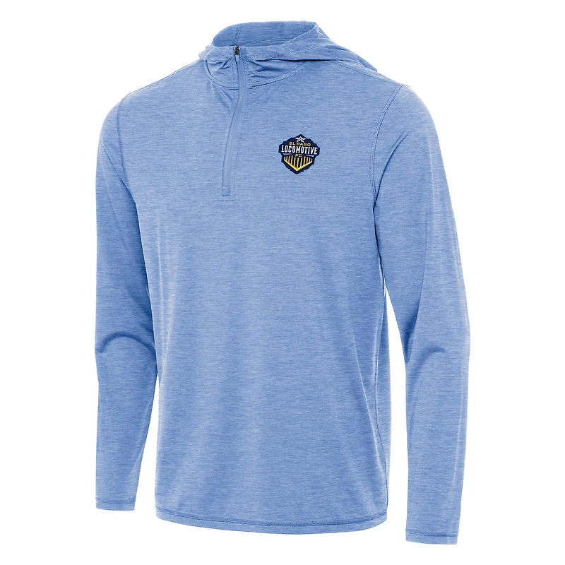 Men's Antigua Heather Powder Blue El Paso Locomotive FC Tidy Quarter-Zip Hoodie