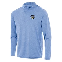Men's Antigua Heather Powder Blue El Paso Locomotive FC Tidy Quarter-Zip Hoodie