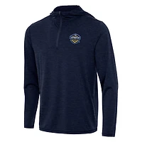 Men's Antigua Heather Navy El Paso Locomotive FC Tidy Quarter-Zip Hoodie