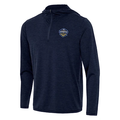 Men's Antigua Heather Navy El Paso Locomotive FC Tidy Quarter-Zip Hoodie