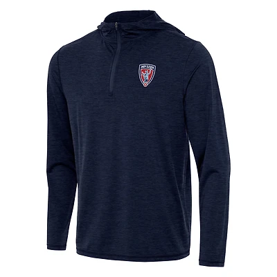 Men's Antigua Heather Navy Indy Eleven Tidy Quarter-Zip Hoodie