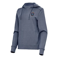 Women's Antigua Heather Navy Memphis 901 FC Justice Pullover Hoodie