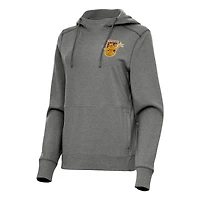 Women's Antigua Heather Black Detroit City FC Justice Pullover Hoodie