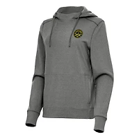 Women's Antigua Heather Black Charleston Battery Justice Pullover Hoodie