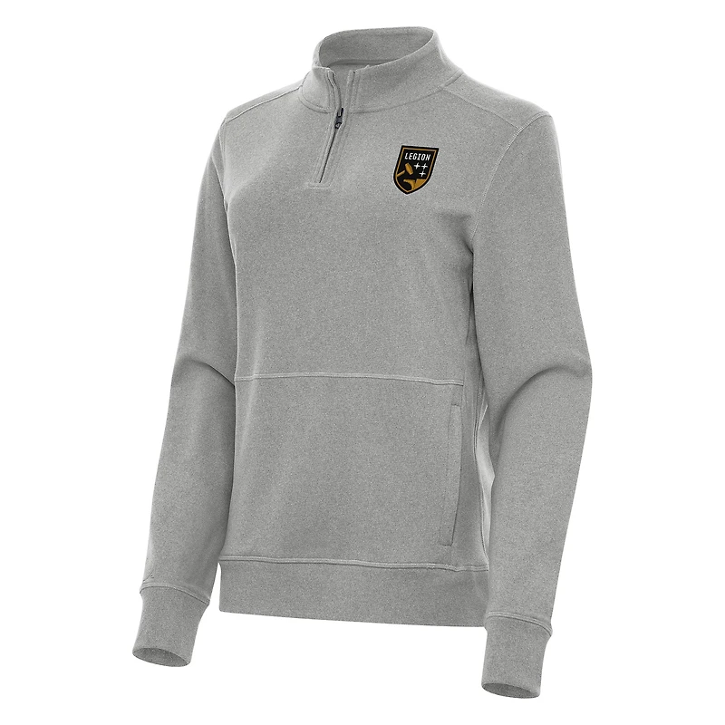 Women's Antigua Heather Gray Birmingham Legion FC  Crush Quarter-Zip Jacket