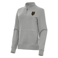 Women's Antigua Heather Gray Birmingham Legion FC  Crush Quarter-Zip Jacket