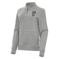 Women's Antigua Heather Gray Orange County SC  Crush Quarter-Zip Jacket