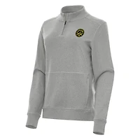Women's Antigua Heather Gray Charleston Battery  Crush Quarter-Zip Jacket