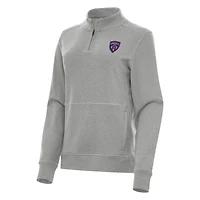 Women's Antigua Heather Gray Louisville City FC  Crush Quarter-Zip Jacket
