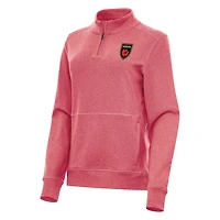 Women's Antigua Heather Red Phoenix Rising FC  Crush Quarter-Zip Jacket