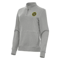Women's Antigua Heather Gray Pittsburgh Riverhounds SC  Crush Quarter-Zip Jacket