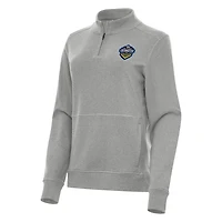 Women's Antigua Heather Gray El Paso Locomotive FC  Crush Quarter-Zip Jacket