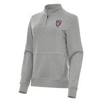 Women's Antigua Heather Gray Indy Eleven  Crush Quarter-Zip Jacket