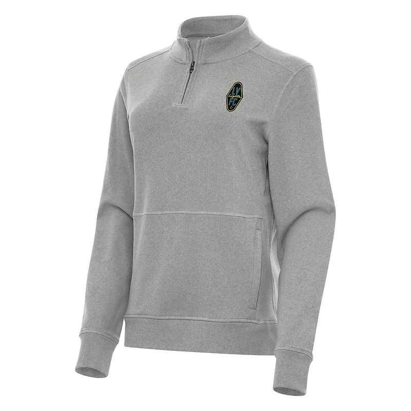 Women's Antigua Heather Gray Las Vegas Lights FC  Crush Quarter-Zip Jacket