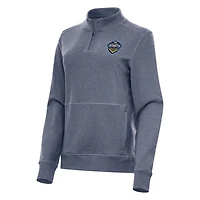 Women's Antigua Heather Navy El Paso Locomotive FC  Crush Quarter-Zip Jacket