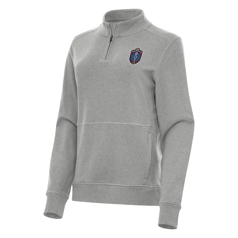 Women's Antigua Heather Gray Memphis 901 FC  Crush Quarter-Zip Jacket