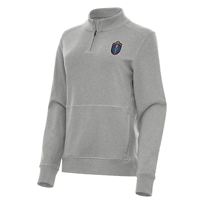 Women's Antigua Heather Gray Memphis 901 FC  Crush Quarter-Zip Jacket