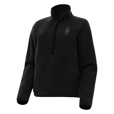 Women's Antigua Black Las Vegas Lights FC Figure Half-Zip Jacket
