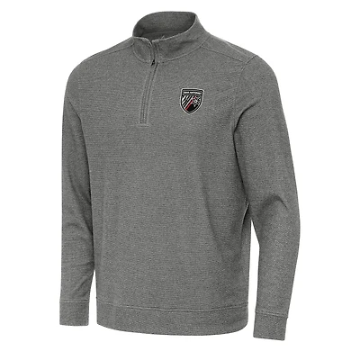 Men's Antigua Heather Black San Antonio FC Subtle Quarter-Zip Sweatshirt