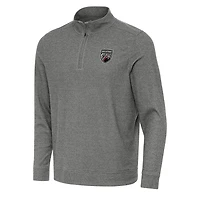 Men's Antigua Heather Black San Antonio FC Subtle Quarter-Zip Sweatshirt