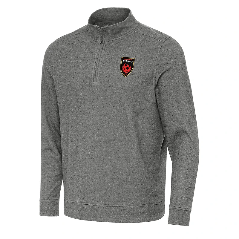 Men's Antigua Heather Black Phoenix Rising FC Subtle Quarter-Zip Sweatshirt