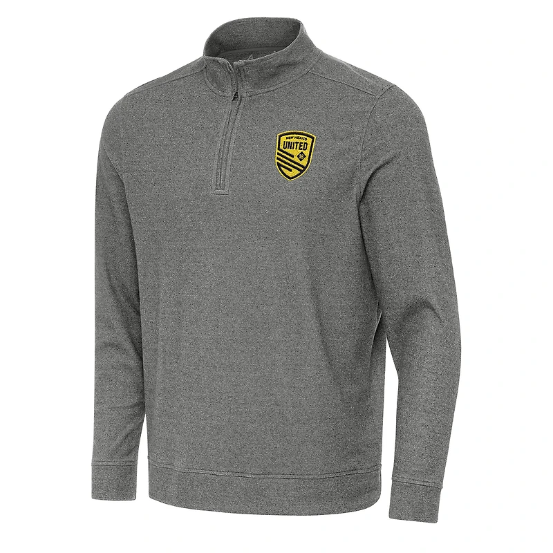 Men's Antigua Heather Black New Mexico United Subtle Quarter-Zip Sweatshirt