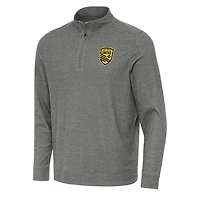 Men's Antigua Heather Black New Mexico United Subtle Quarter-Zip Sweatshirt