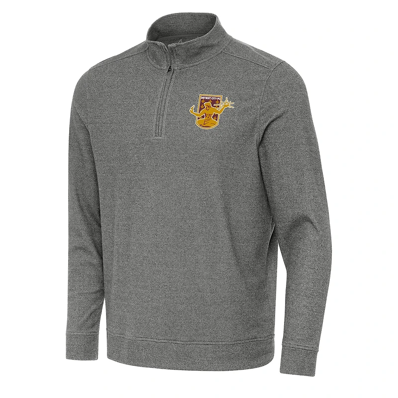 Men's Antigua Heather Black Detroit City FC Subtle Quarter-Zip Sweatshirt