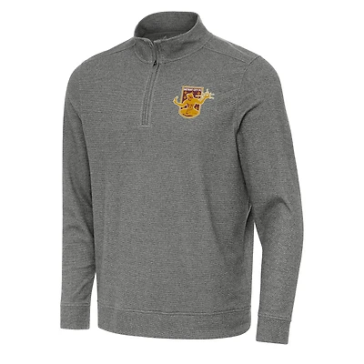 Men's Antigua Heather Black Detroit City FC Subtle Quarter-Zip Sweatshirt