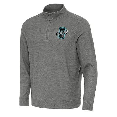 Men's Antigua Heather Black Colorado Springs Switchbacks FC Subtle Quarter-Zip Sweatshirt